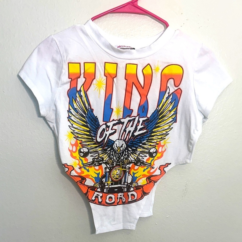 White Graphic Crop Top with Bold Design